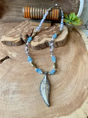 Handmade Hand Carved Feather Necklace