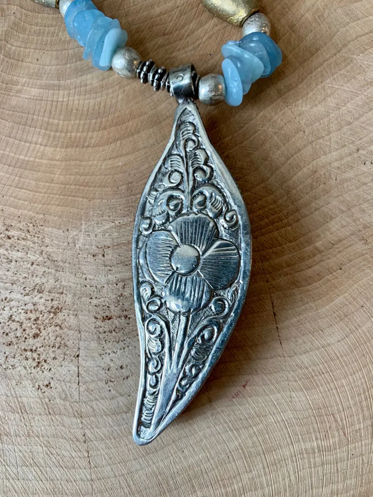 Handmade Hand Carved Feather Necklace
