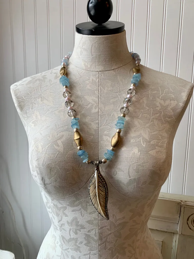 Handmade Hand Carved Feather Necklace
