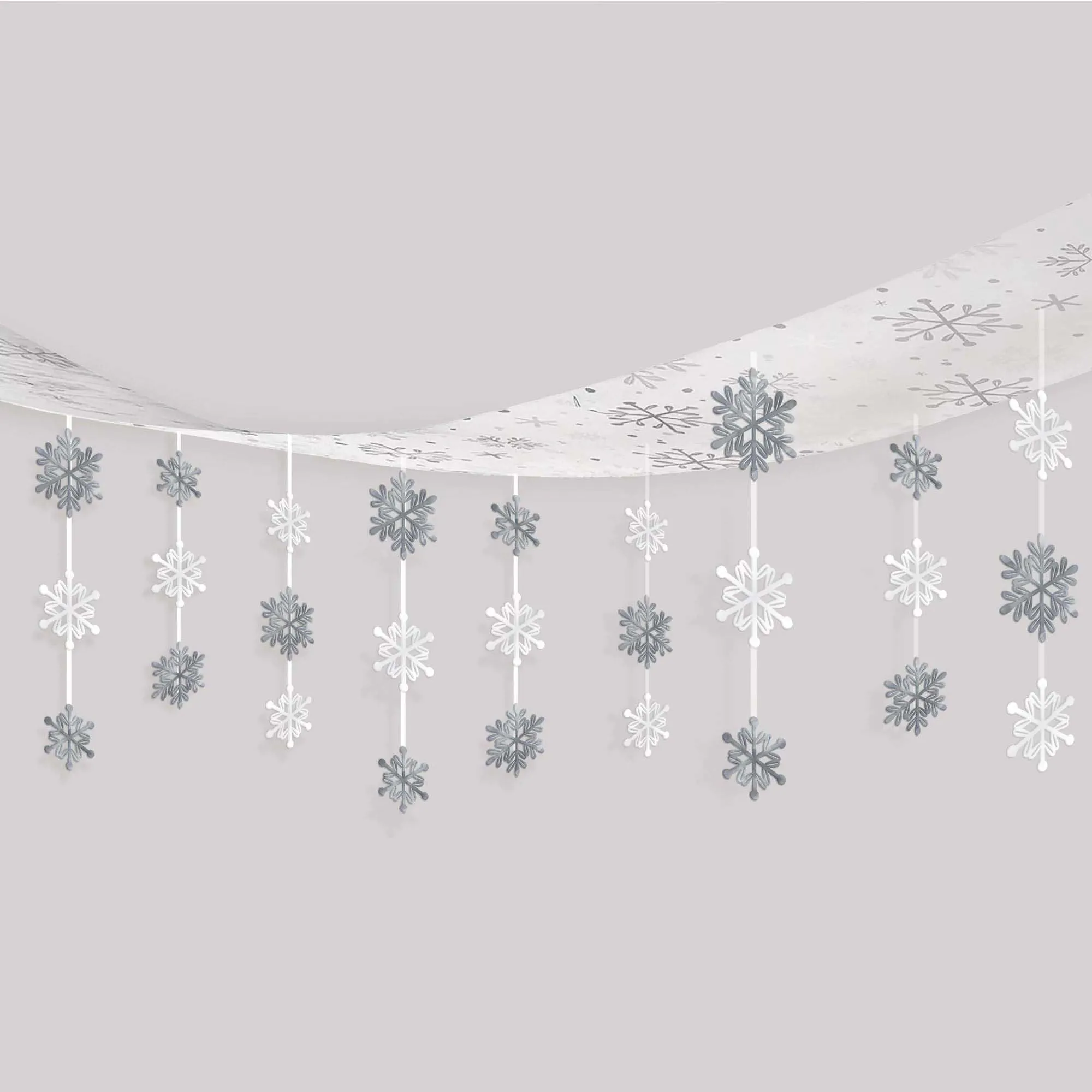 Hanging White & Silver Snowflake Ceiling Decoration, 12 x 10 Inches, 1 Count