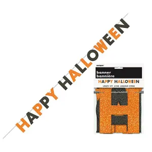 Happy Halloween Orange & Black Glitter Jointed Banner