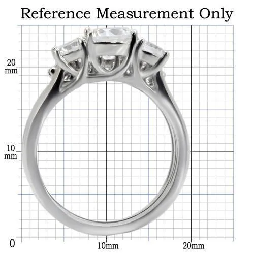High polished (no plating) Stainless Steel Ring with AAA Grade CZ in Clear for Women Style TK098