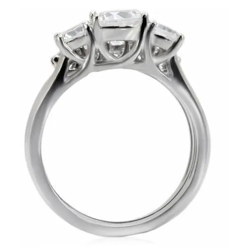 High polished (no plating) Stainless Steel Ring with AAA Grade CZ in Clear for Women Style TK098