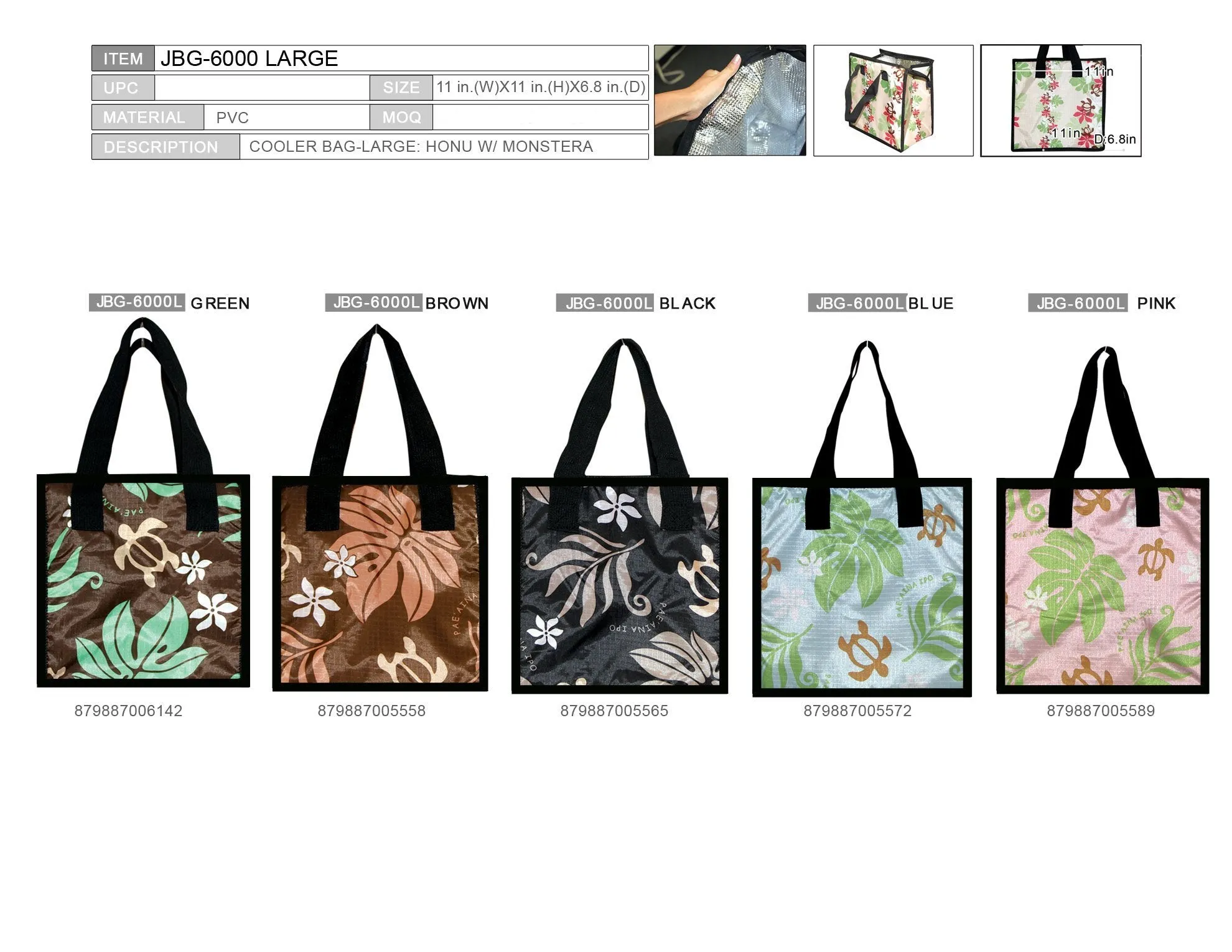 INSULATED BAG -MONSTERA W/ HONU