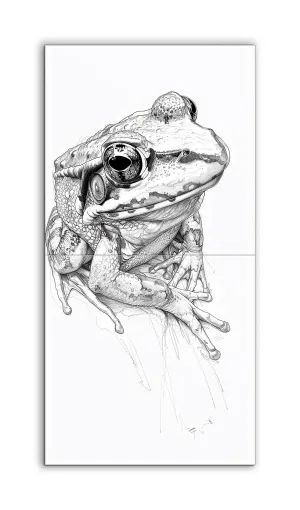 Intricate Monochrome Frog Illustration