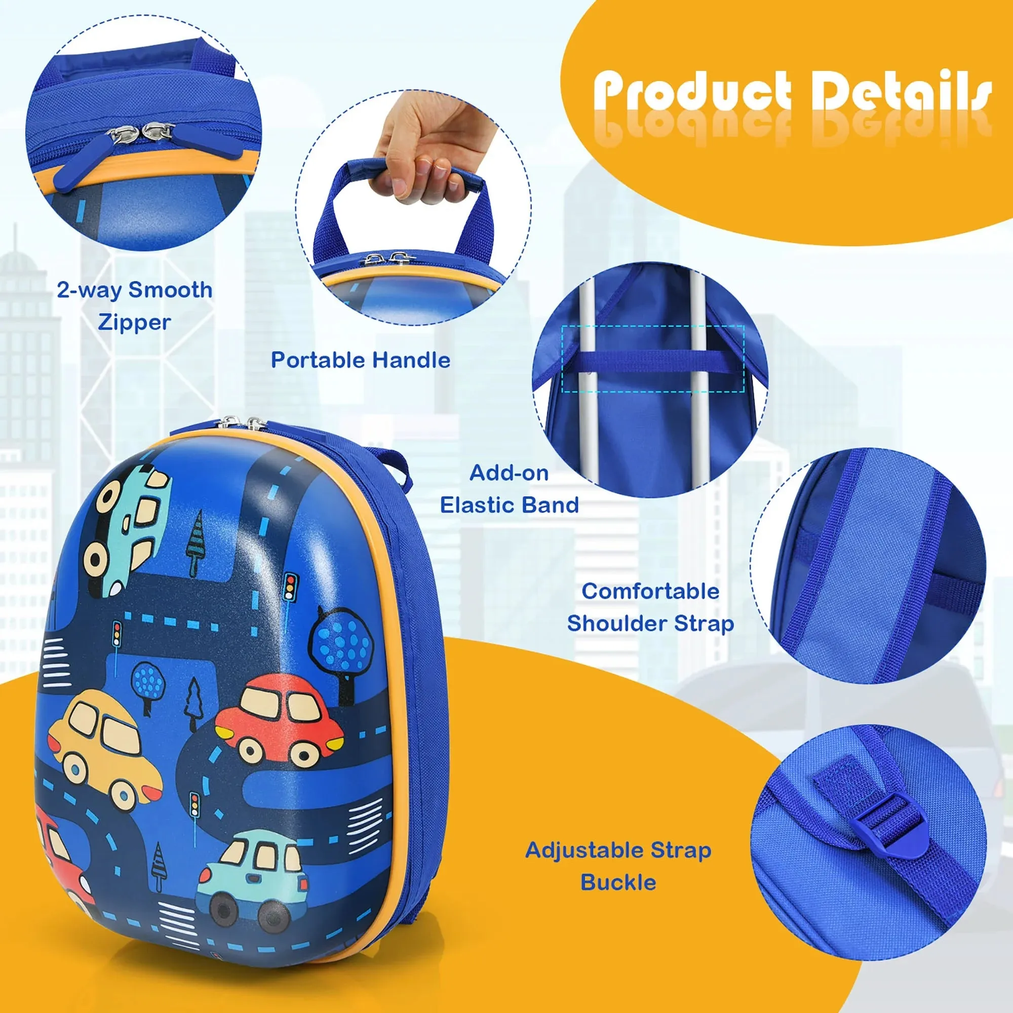 Kids Travel Companion: 2PC Carry-On Luggage Set - 12'' Backpack & 18'' Rolling Suitcase