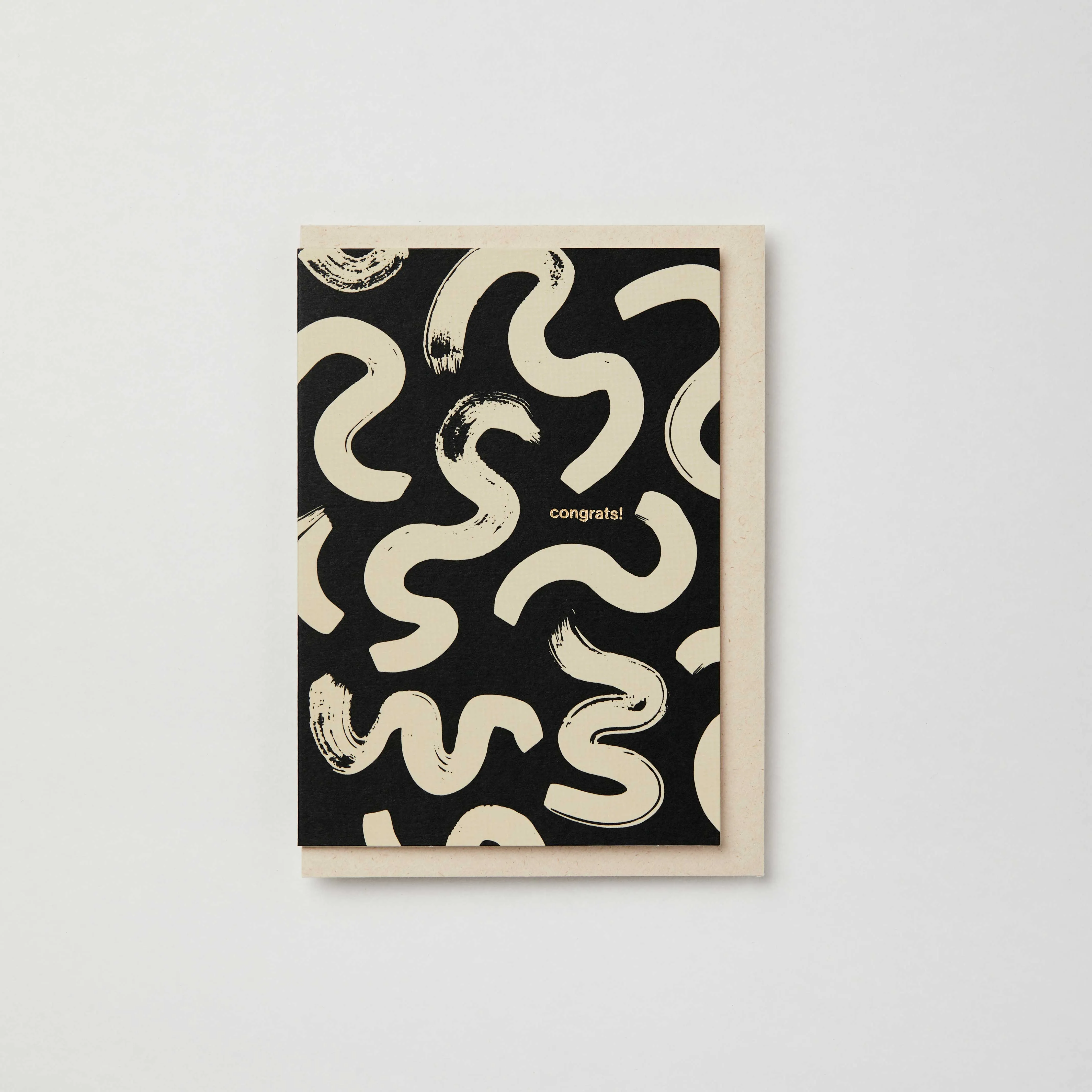 Kinshipped - Black and Cream Abstract Congratulations Greeting Card
