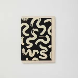 Kinshipped - Black and Cream Abstract Congratulations Greeting Card