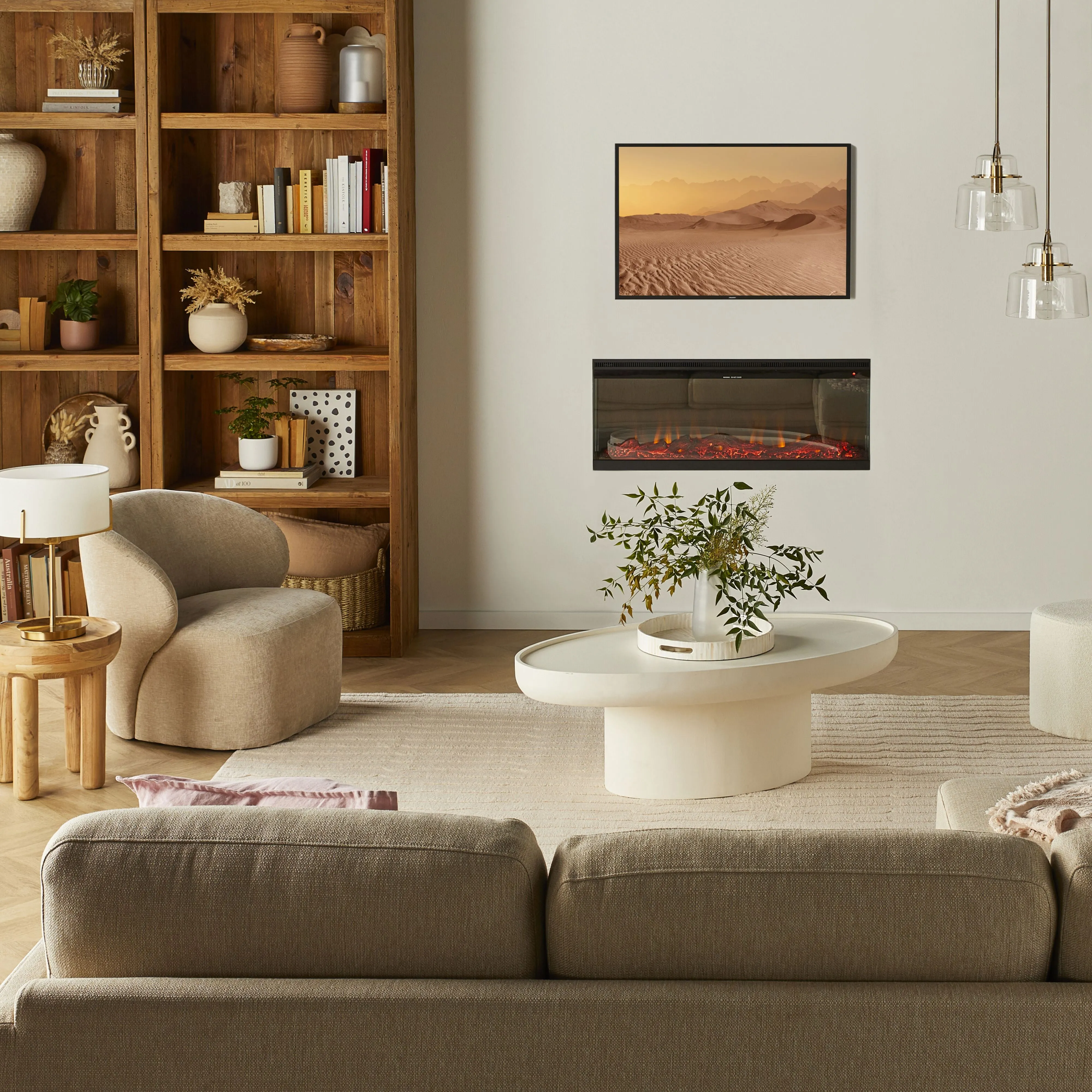 Lani Oval Coffee Table White Wash 120 x 39 x 65cm