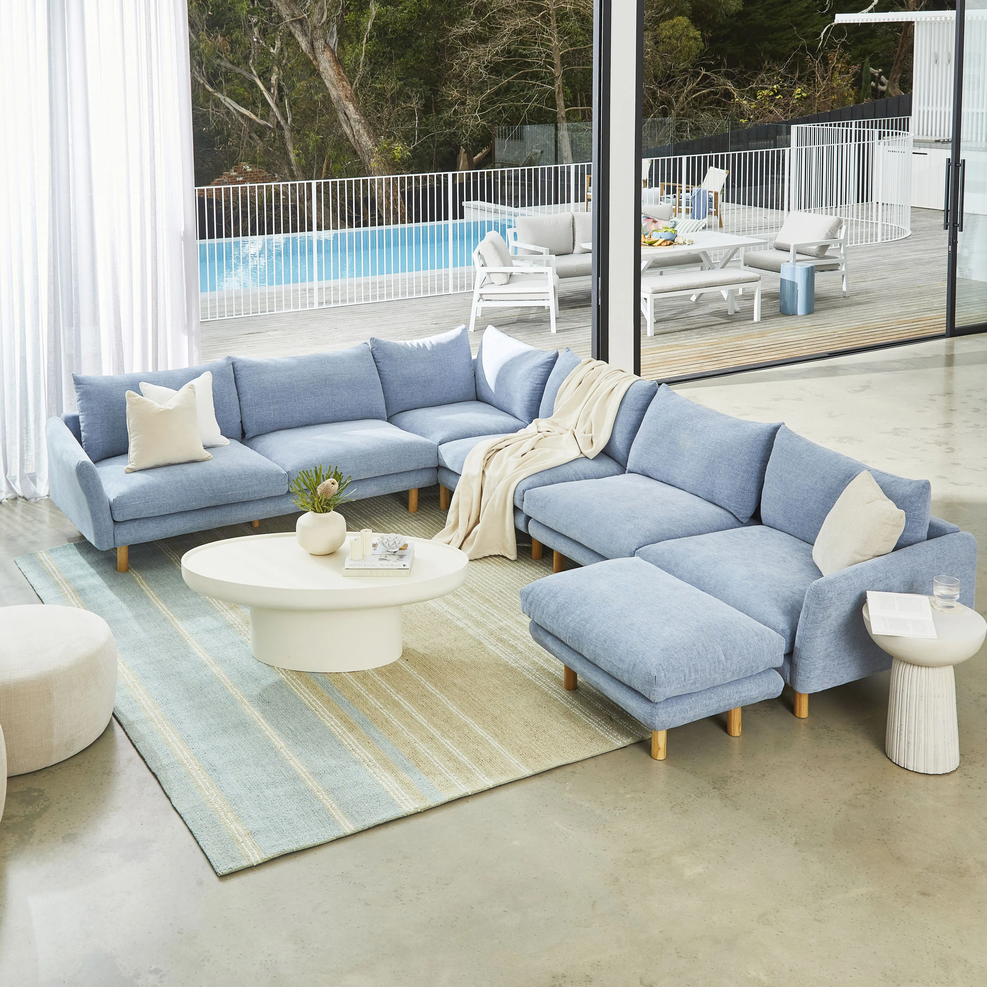 Lani Oval Coffee Table White Wash 120 x 39 x 65cm