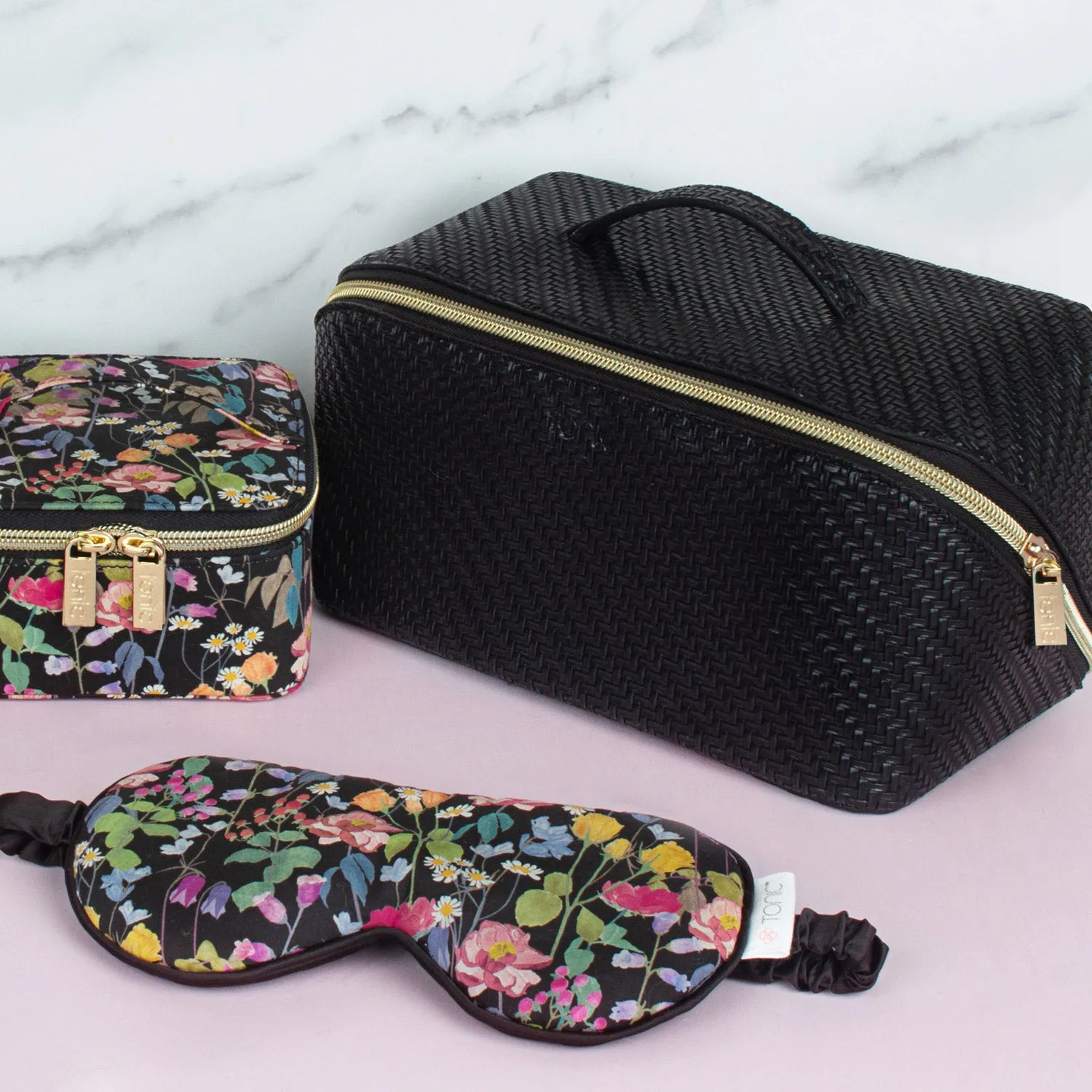 Large Beauty Bag - Herringbone Licorice