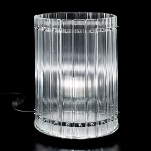 Large Nastri Ribbed Glass Table Lamp From Venini