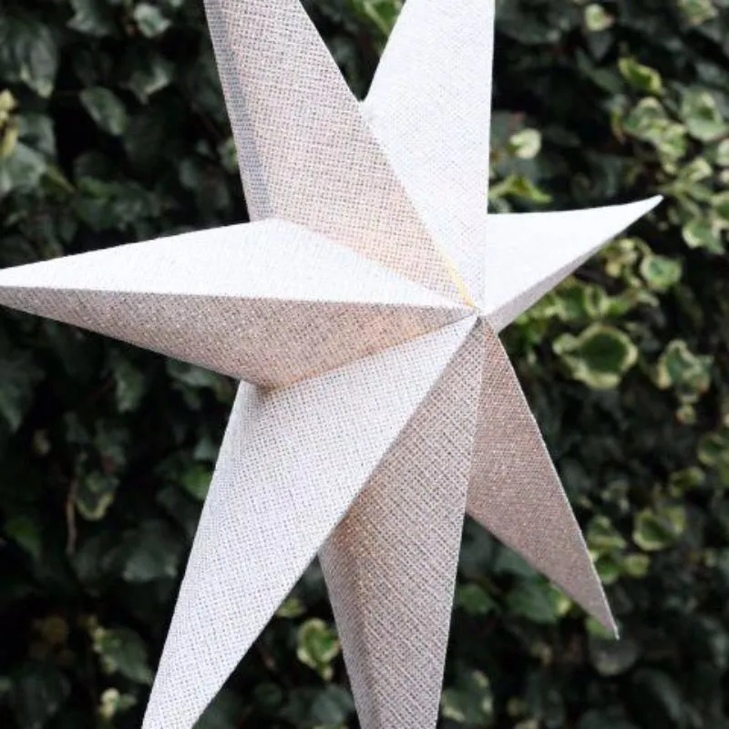 Large White Light Up Star Decoration With Glitter Design