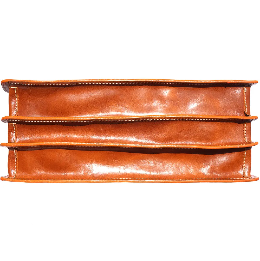 Leather briefcase with three compartments