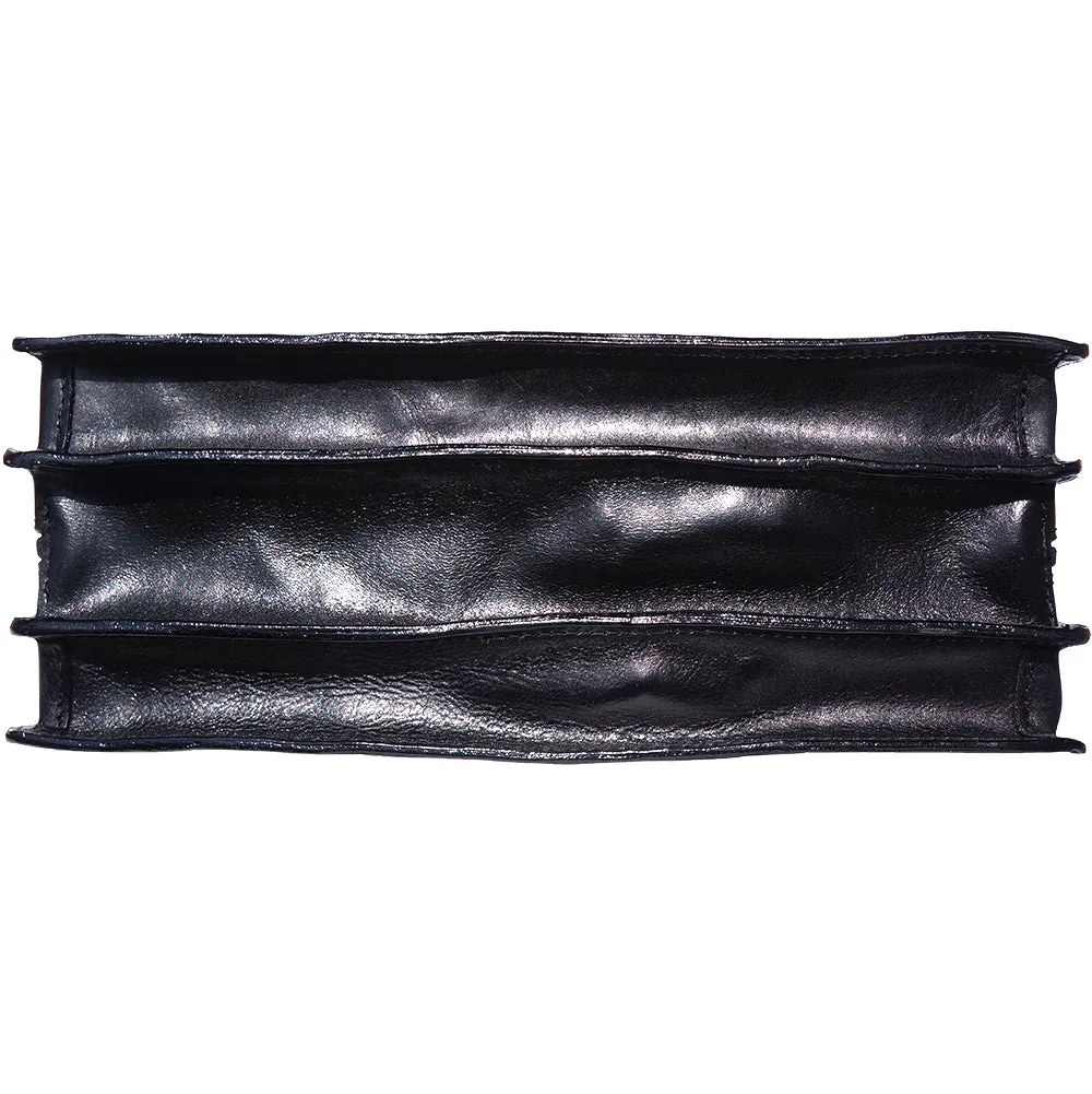 Leather briefcase with three compartments