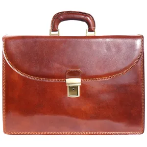 Leather briefcase with three compartments