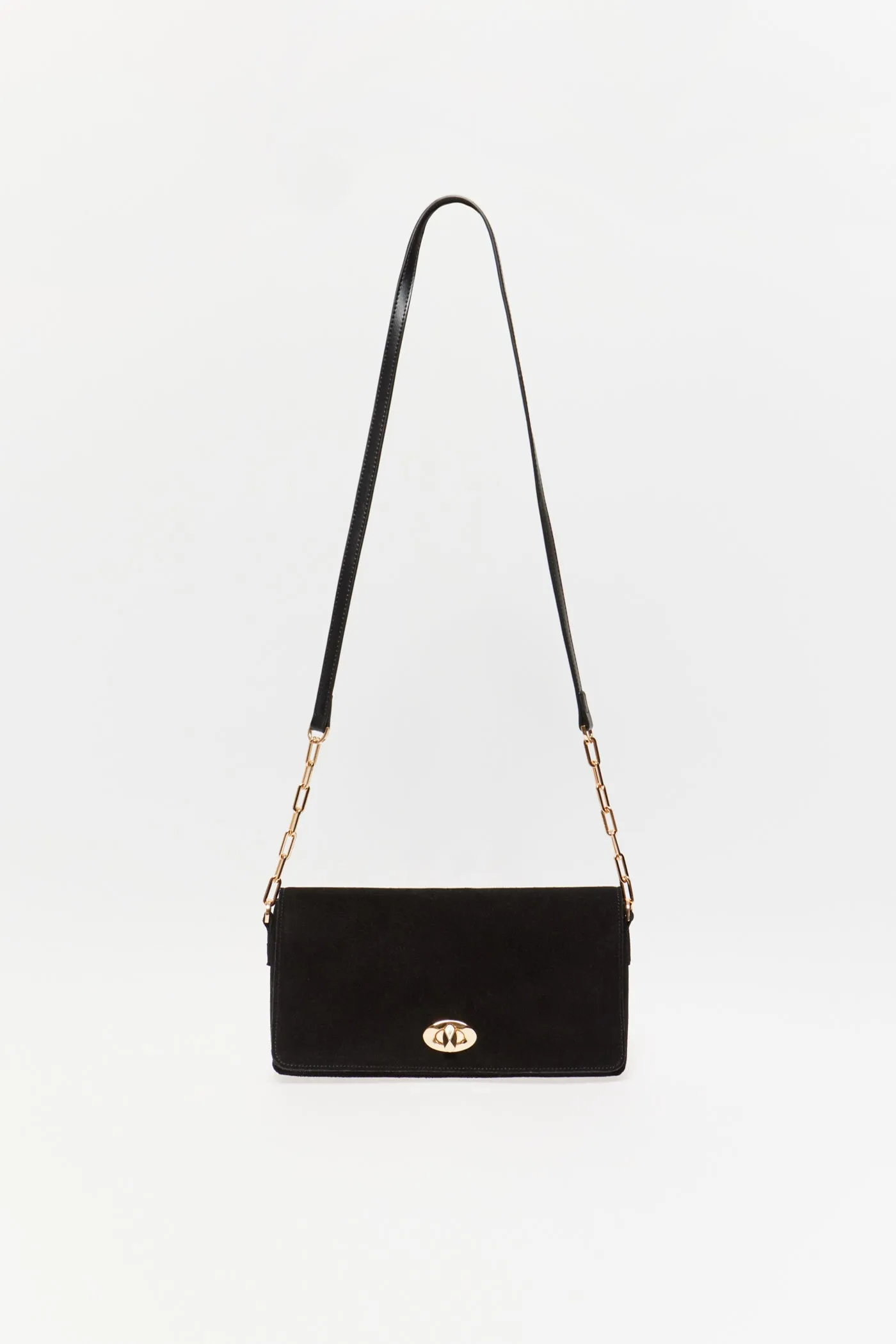 Leather Crossbody Bag - Black