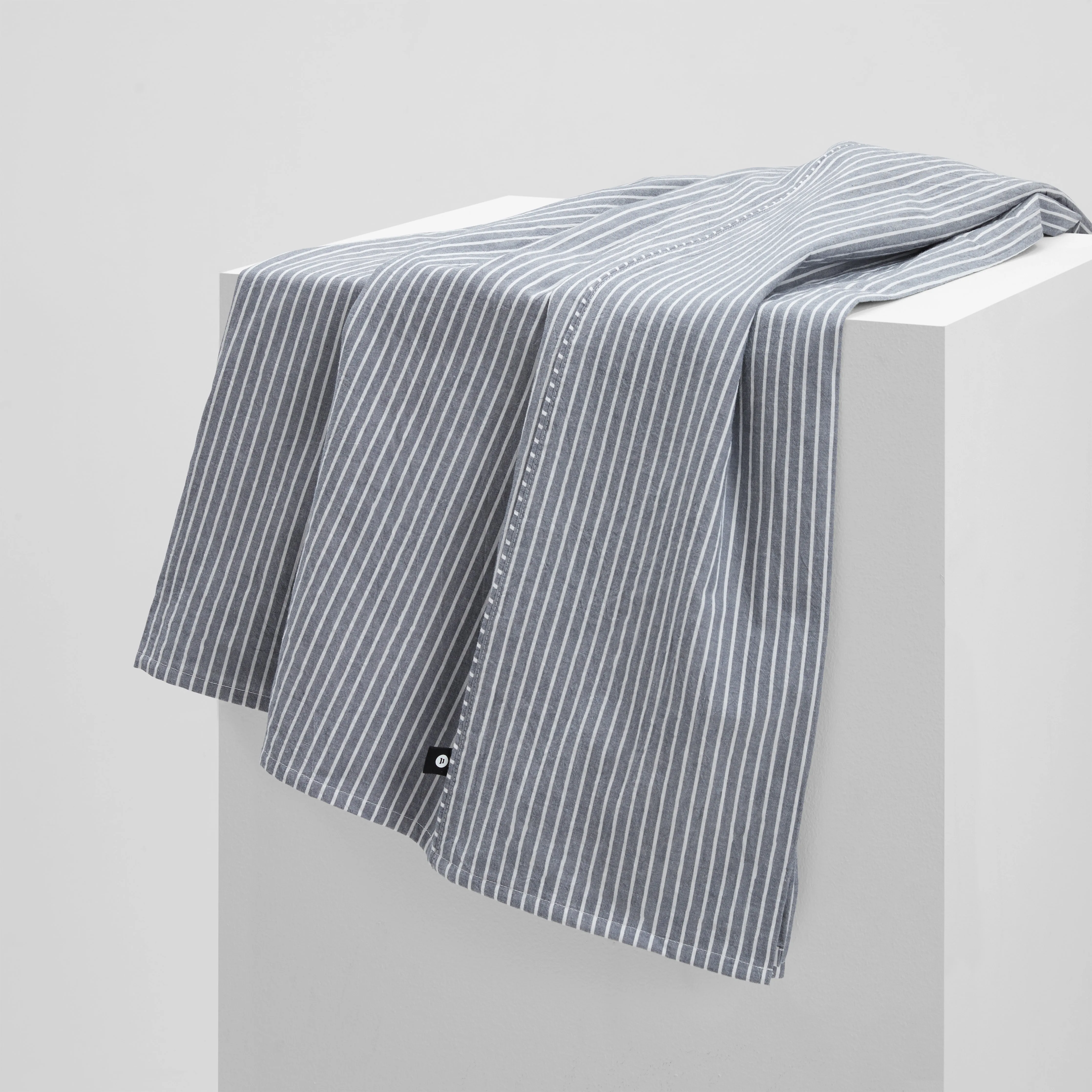 Leo Washed Cotton - Midnight Stripe Flat Sheet