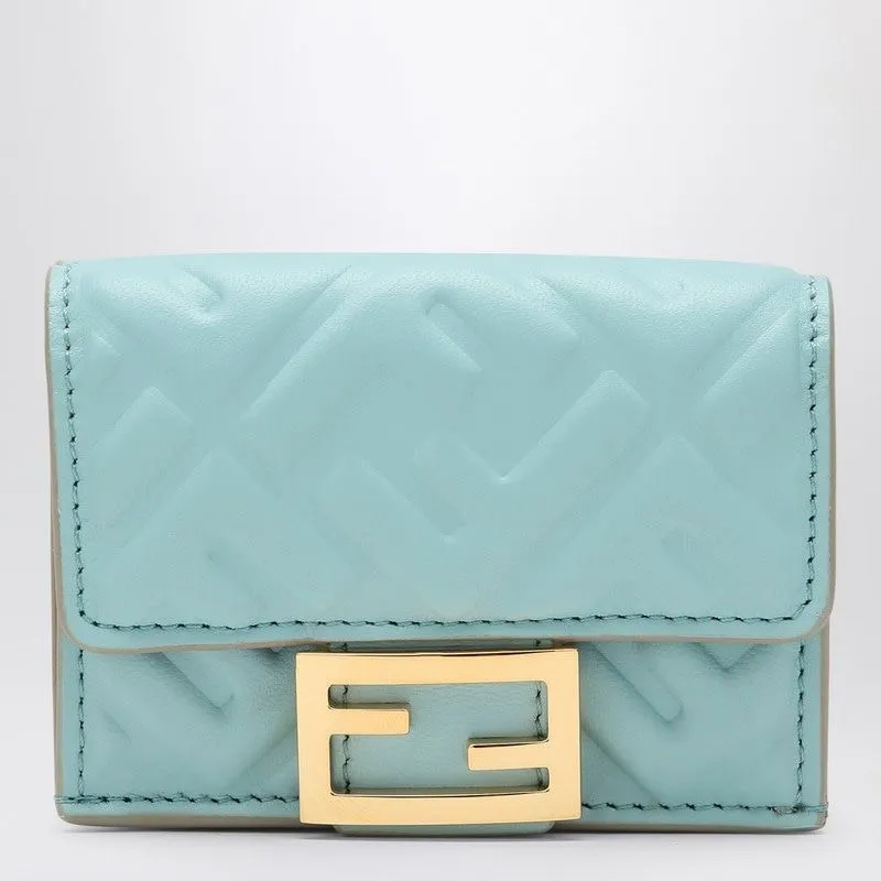 LIGHT BLUE MICRO TRIFOLD BAGUETTE WALLET