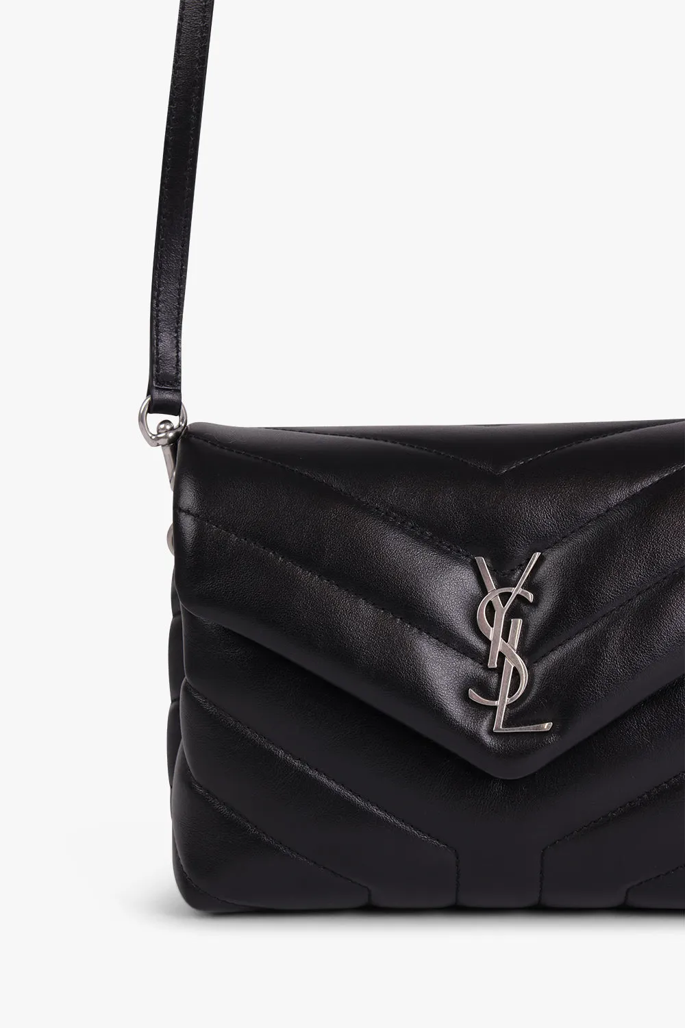 LOULOU TOY FLAP BAG ADJUSTABLE STRAP | BLACK/SILVER