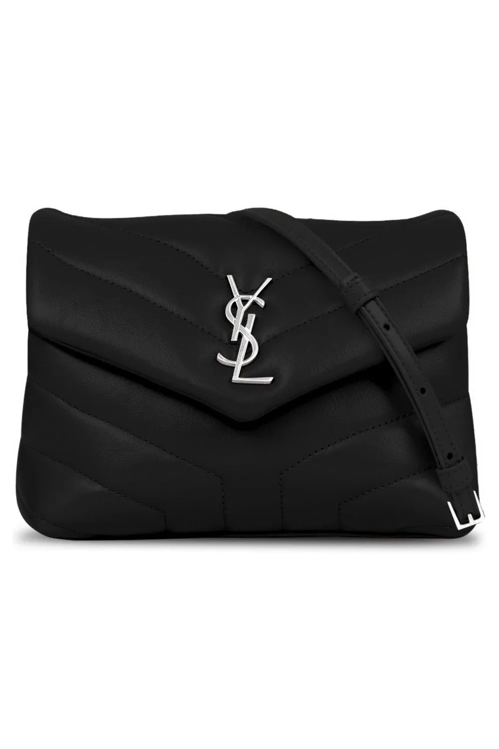 LOULOU TOY FLAP BAG ADJUSTABLE STRAP | BLACK/SILVER