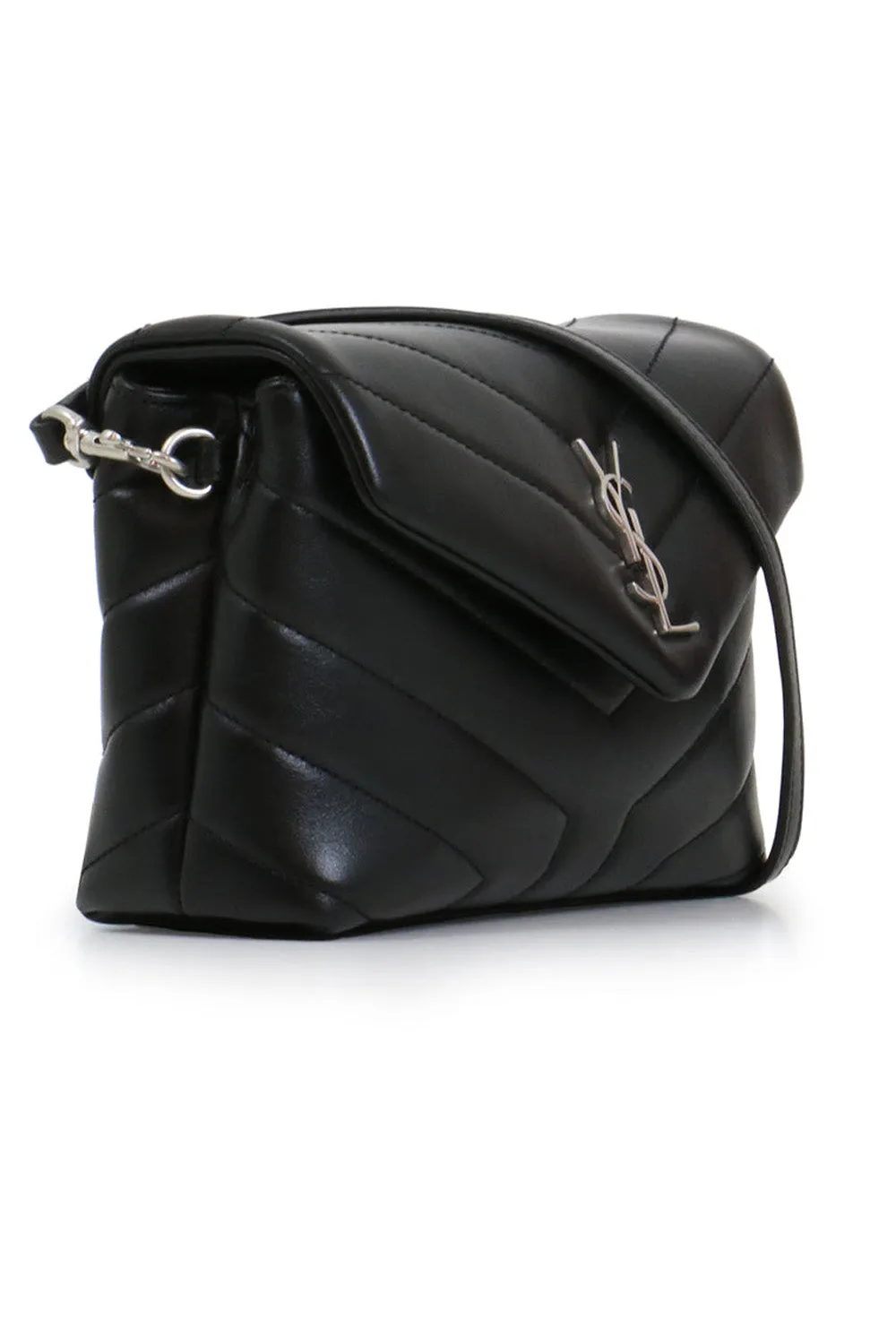 LOULOU TOY FLAP BAG ADJUSTABLE STRAP | BLACK/SILVER
