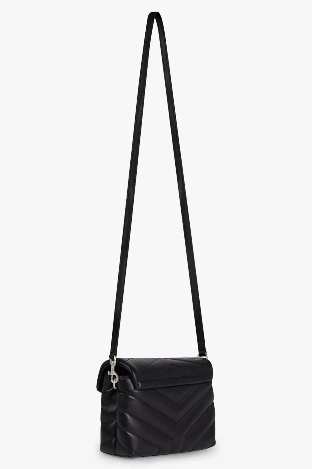 LOULOU TOY FLAP BAG ADJUSTABLE STRAP | BLACK/SILVER