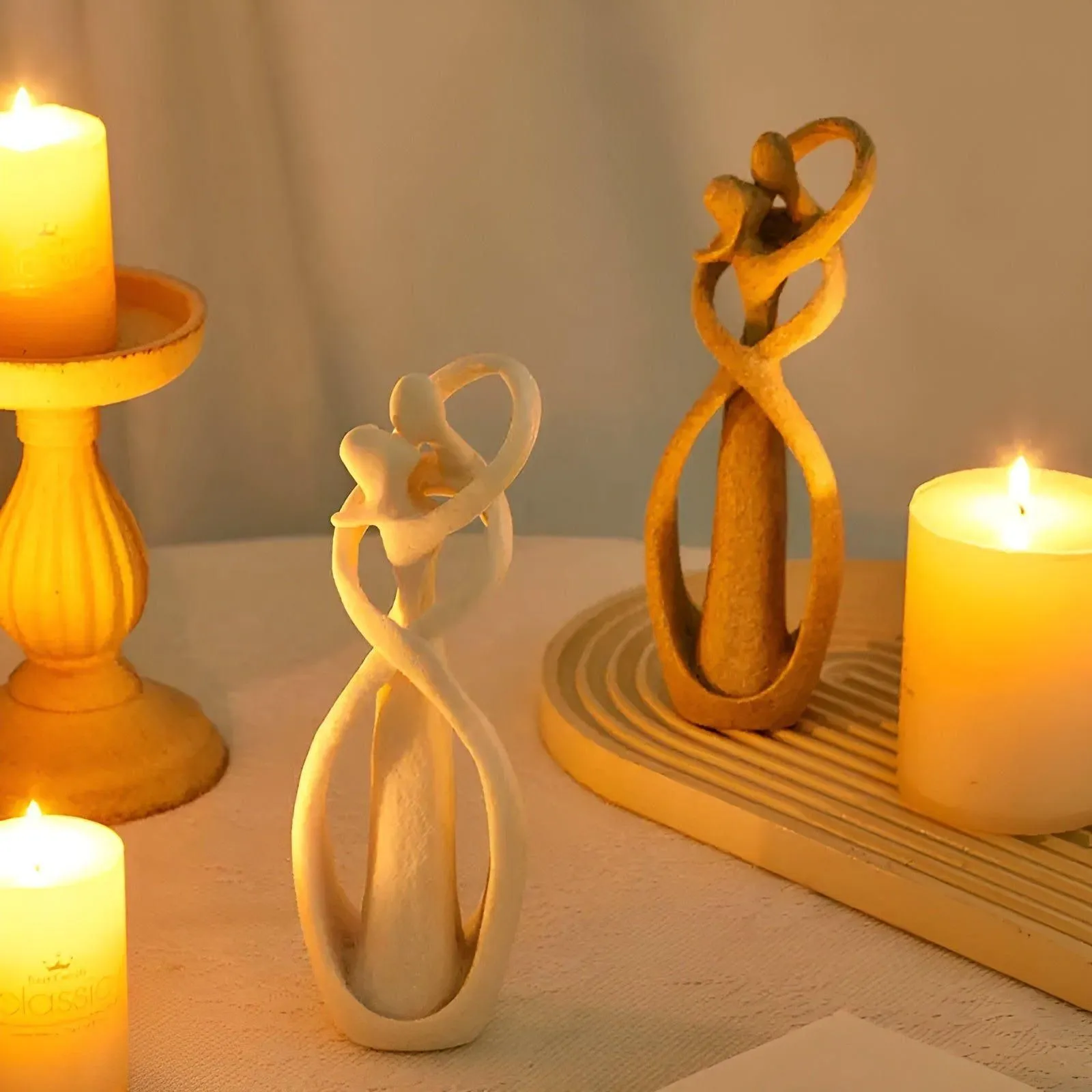 LoverBond Statue - Sandstein Abstrakte Zeitlose Liebesstatue