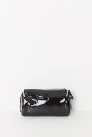 Medium black patent leather toiletry bag