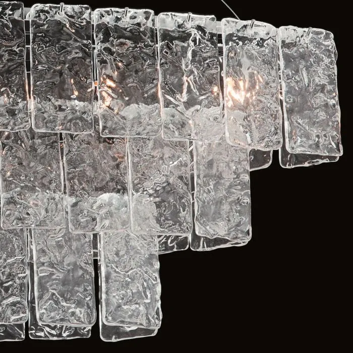 Metre-Wide Mid-Century Martellato Glass Chandelier