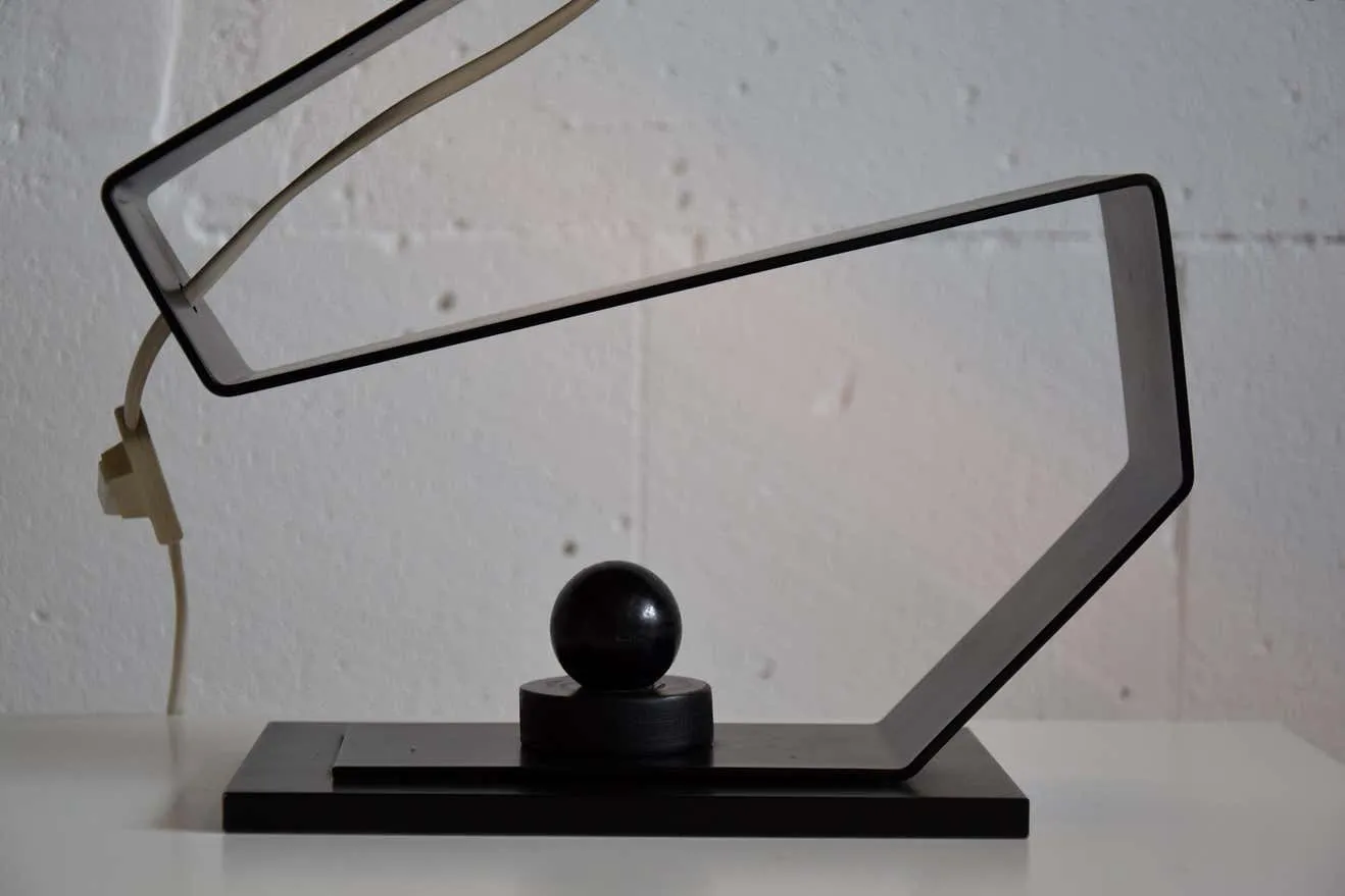 Mid-Century Modern Black and White Table Desk or Nightstand Lamp