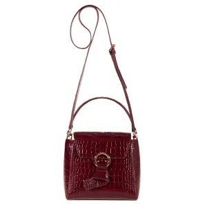 Midi Pimlico Leather Crossbody Bag (Burgundy)
