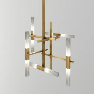 Modern Oriental Style Brass Chandelier With Italian Crystal Diffusers