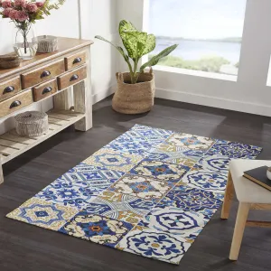 Mona B - Printed Vintage Dhurrie Carpet Rug Runner Floor Mat for Living Room Bedroom: 3.5 X 5.5 Feet Multi Color- PR-105
