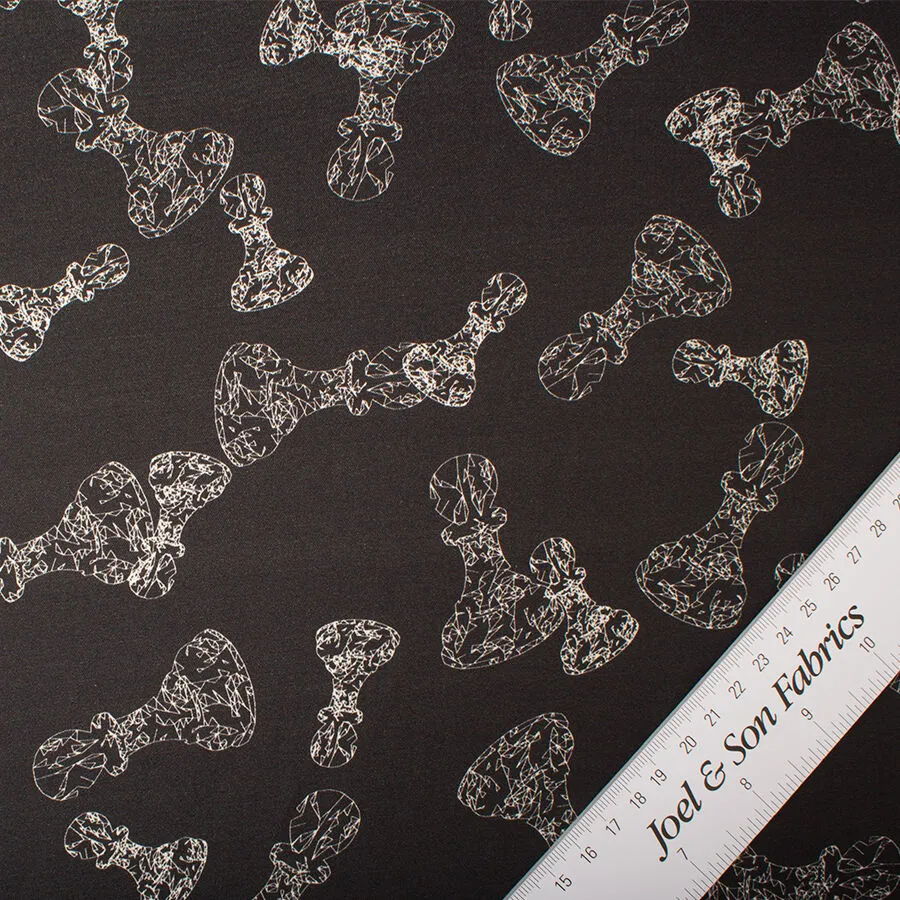 Monochrome Chess Printed Silk Twill (A 2.50m Piece)