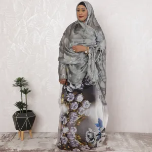 Monochrome Elegance Pure Fransawi Silk Chiffon Fabric with Abstract Design, 110cm Width - Traditional Garbasaar, Piece of 2.0 Mtrs-D18626