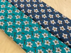 Monochrome Flowers Cotton Poplin