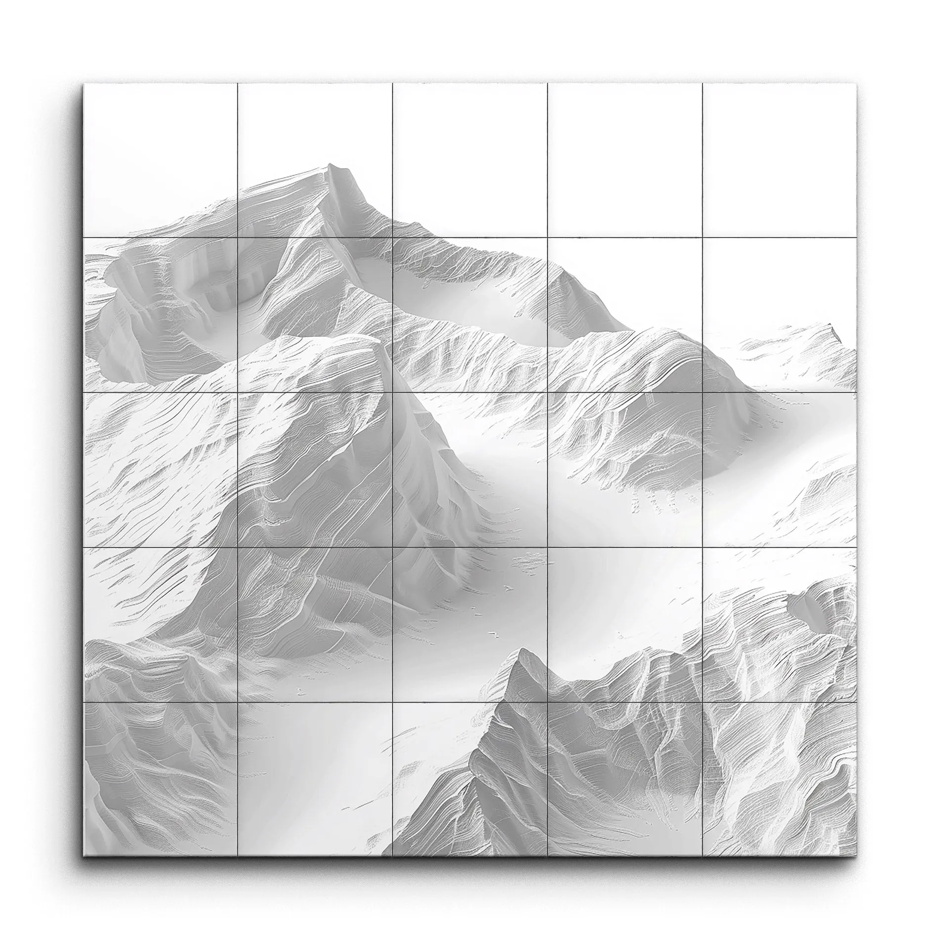 Monochrome Mountain Topography Art