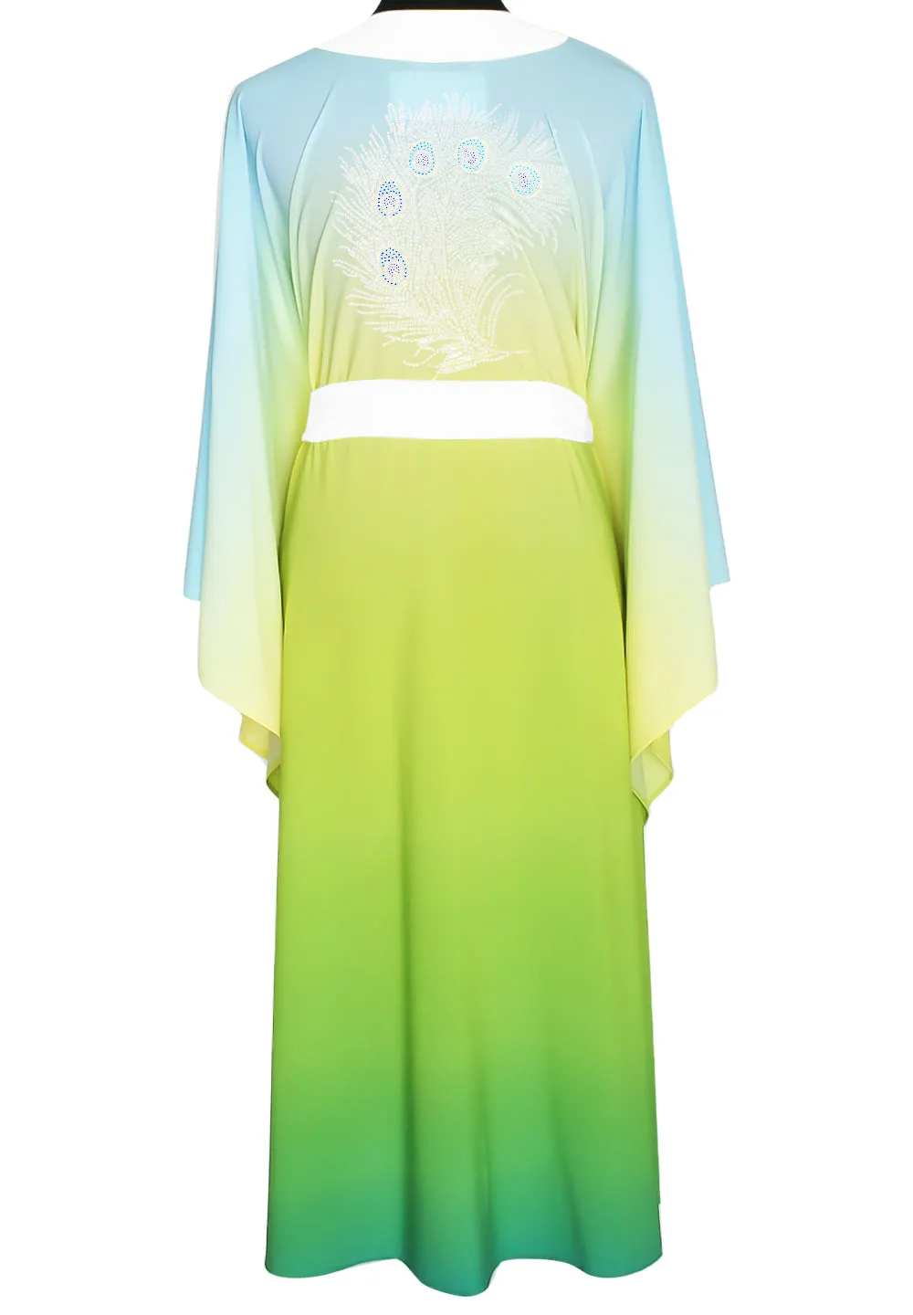 Monochrome Ombre - Freedom Kimono Feathers (Off-White) - Long