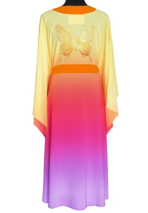 Monochrome Ombre - Love Kimono Butterfly (Neon Orange) - Long