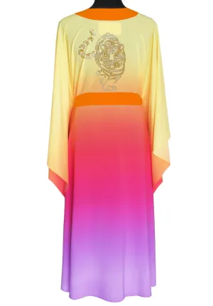 Monochrome Ombre - Love Kimono Tiger (Neon Orange) - Long