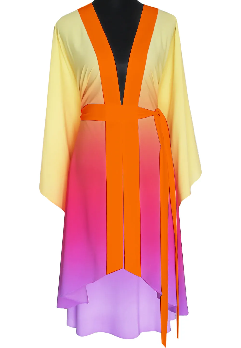 Monochrome Ombre - Love Kimono Tiger (Neon Orange) - Long