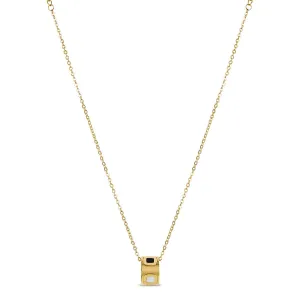 Monochrome Stone Necklace - Gold