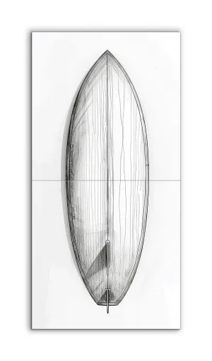 Monochrome Surfboard Illustration