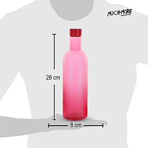MUCH-MORE 6 Plastic Fridge Bottles Set 1 Liter Turtle Design with Complimentary Knife (Multicolor WB-08)