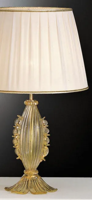 Murano Clear Glass And Gold Lamp Base
