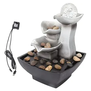 Natudeco Wigwam Fountain Ornament Desktop Fountain Waterfall Indoor Resin Fountain Decorative USB Power for Office Gift Bedroom Parlor 6.5x6.5x8.3in