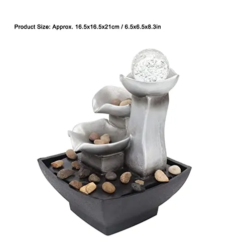 Natudeco Wigwam Fountain Ornament Desktop Fountain Waterfall Indoor Resin Fountain Decorative USB Power for Office Gift Bedroom Parlor 6.5x6.5x8.3in