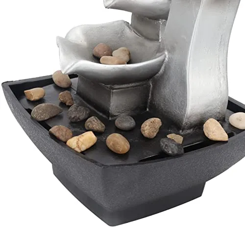 Natudeco Wigwam Fountain Ornament Desktop Fountain Waterfall Indoor Resin Fountain Decorative USB Power for Office Gift Bedroom Parlor 6.5x6.5x8.3in