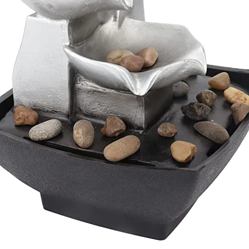 Natudeco Wigwam Fountain Ornament Desktop Fountain Waterfall Indoor Resin Fountain Decorative USB Power for Office Gift Bedroom Parlor 6.5x6.5x8.3in